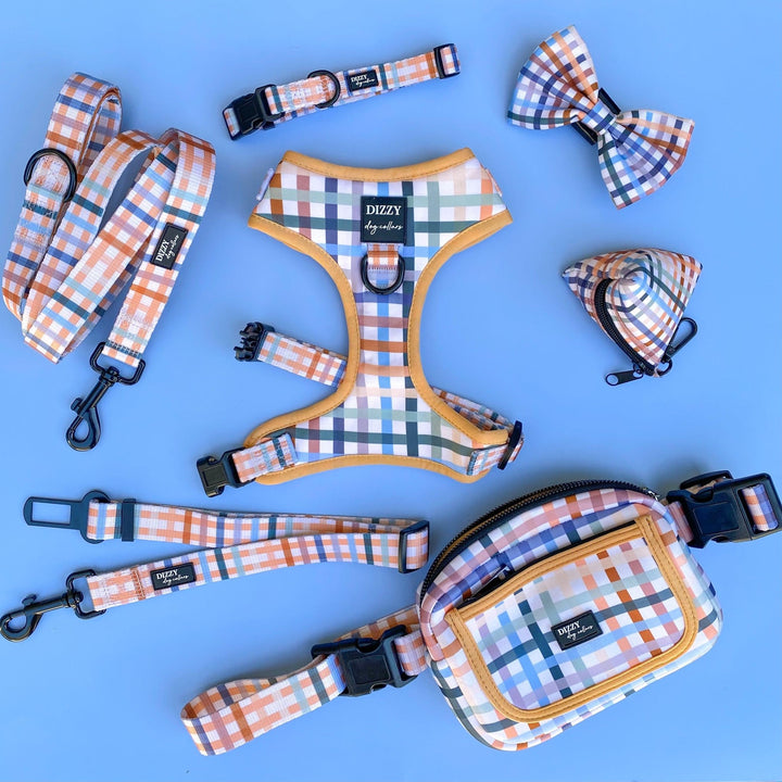 DOG HARNESS | Vintage Gingham | Neck Adjustable Dog Harness-Harness-Dizzy Dog Collars