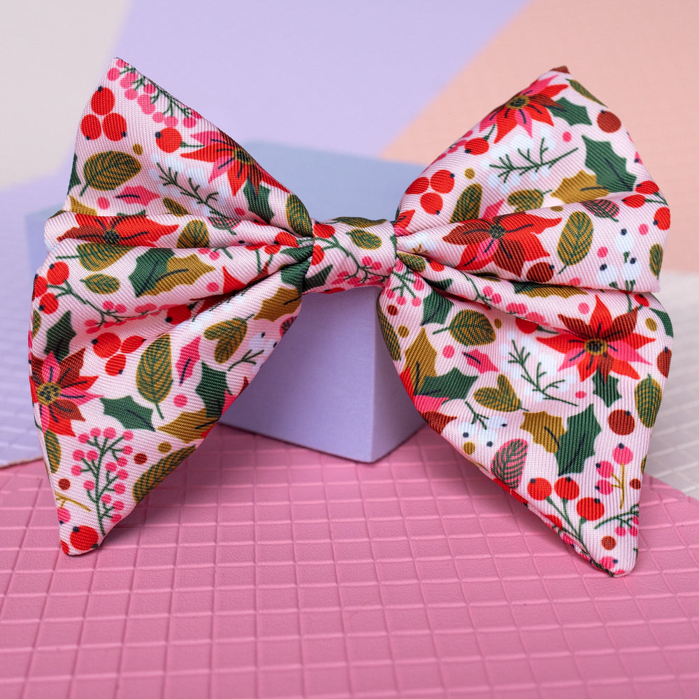 Dog Sailor Bow Tie | Poinsettia | Christmas Flowers-Dizzy Dog Collars