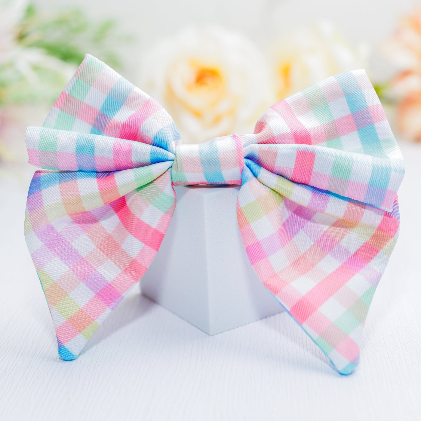 Dog Sailor Bow Tie | Sherbet Gingham-Bow-Dizzy Dog Collars