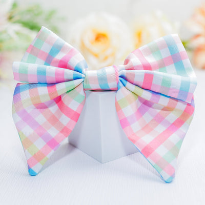 Dog Sailor Bow Tie | Sherbet Gingham-Bow-Dizzy Dog Collars