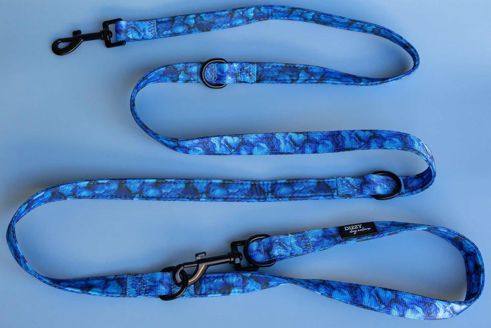 Double Ended Training Lead | Hands-free dog lead | Blue Marble-Dizzy Dog Collars