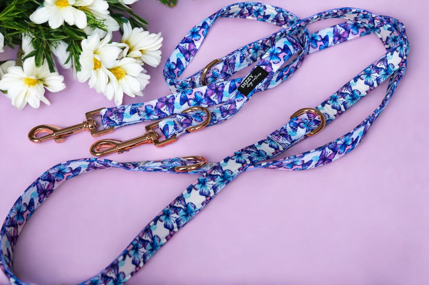 Double Ended Training Lead |Hands Free - Crossbody Dog Lead | Butterfly Ballet