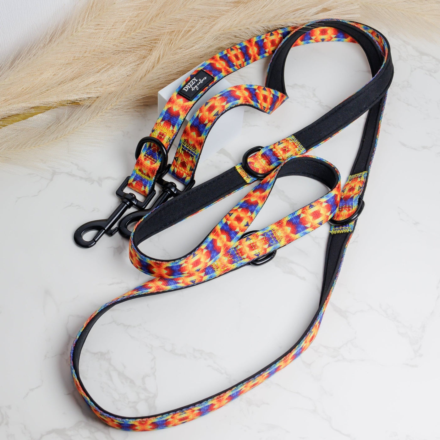 Double Ended Training Lead | Hands-free dog lead | Kaleidoscope-hands free-Dizzy Dog Collars