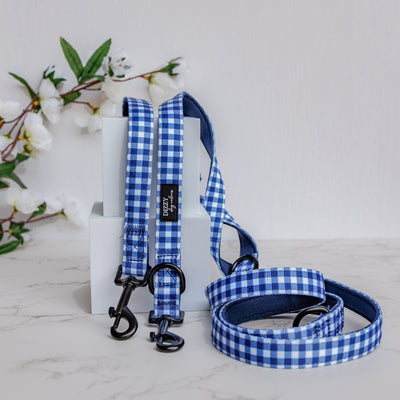 COMING SOON | Double Ended Training Lead | Hands Free - Crossbody Dog Lead | Navy Gingham-hands free-Dizzy Dog Collars