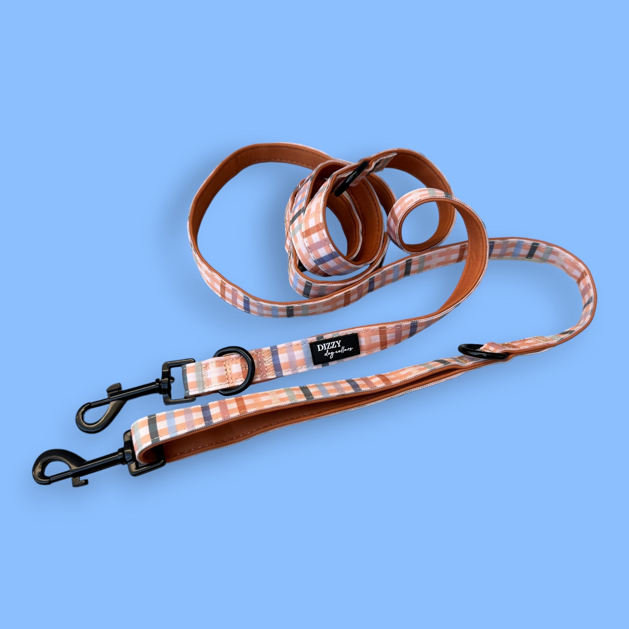 Double Ended Training Lead Hands Free Crossbody Dog Lead Vintage Dizzy Dog Collars