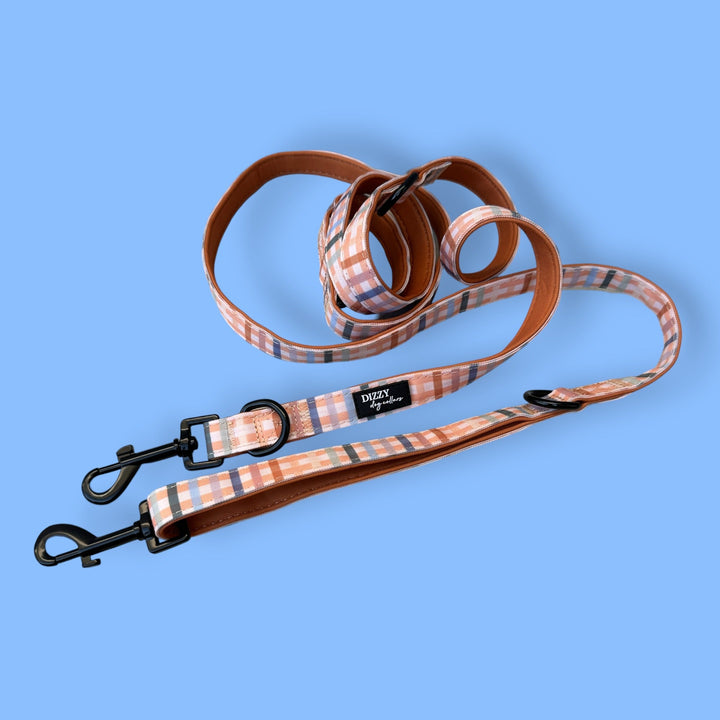 Double Ended Training Lead | Hands Free - Crossbody Dog Lead | Vintage Gingham NEW STYLE!-hands free-Dizzy Dog Collars