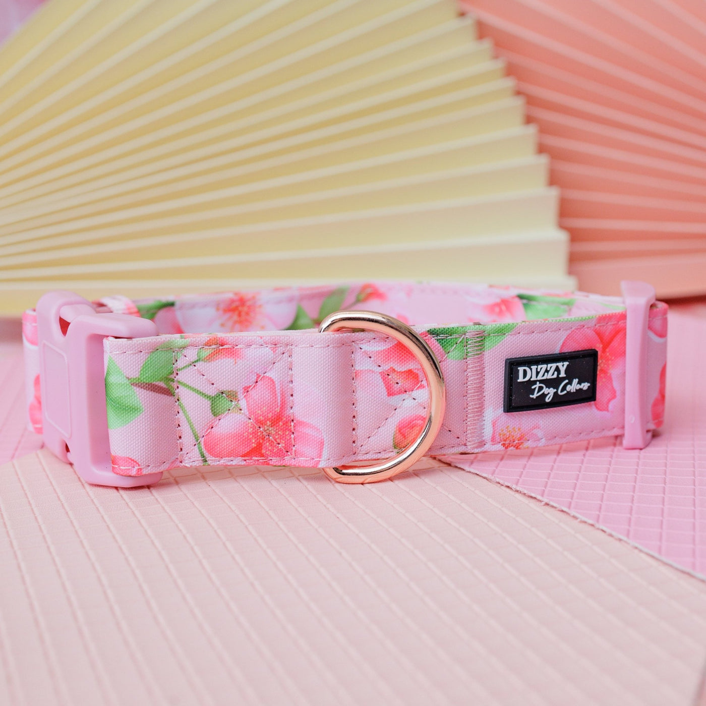 Extra Wide // Sweet Sakura Dog Collar | Canvas & Neoprene Dog Collar-Dog Collar-Dizzy Dog Collars