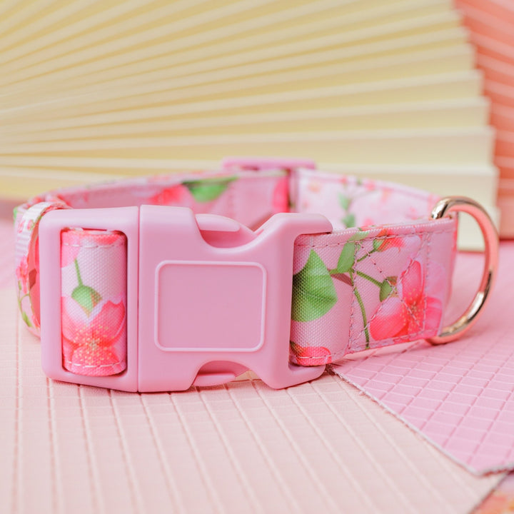 Extra Wide // Sweet Sakura Dog Collar | Canvas & Neoprene Dog Collar-Dog Collar-Dizzy Dog Collars