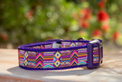 Indigo Aztec Dog Collar | Dog Collars Australia | Pink Dog Collar XS-XL-Dizzy Dog Collars