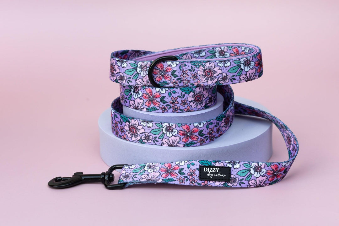 Lilac Floral | Dog Leash | Dog Lead-Dizzy Dog Collars