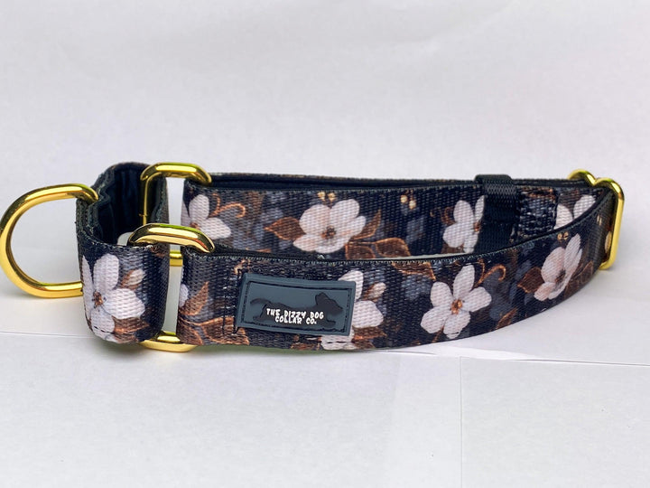 Martingale Dog Collar - Midnight Cherry Blossoms-Dog Collar-Dizzy Dog Collars