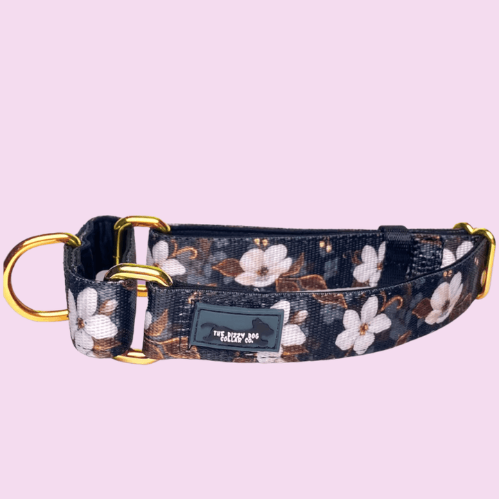 Martingale Dog Collar - Midnight Cherry Blossoms-Dog Collar-Dizzy Dog Collars