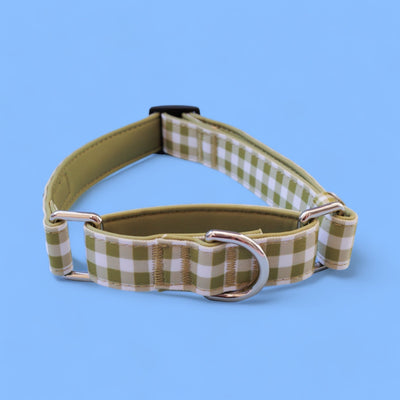 Martingale Dog Collar | Olive Gingham-Dog Collar-Dizzy Dog Collars