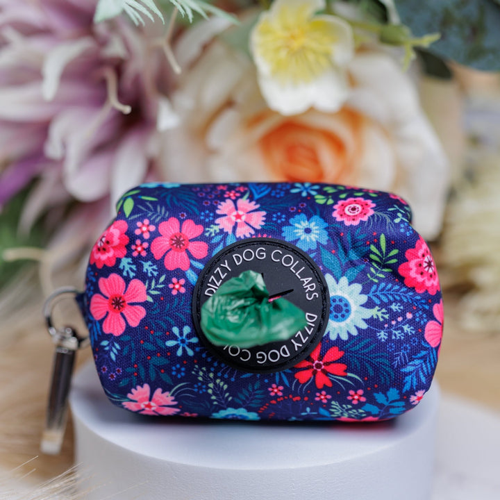 Navy Floral | Waste Bag Holder-Pocket-Dizzy Dog Collars