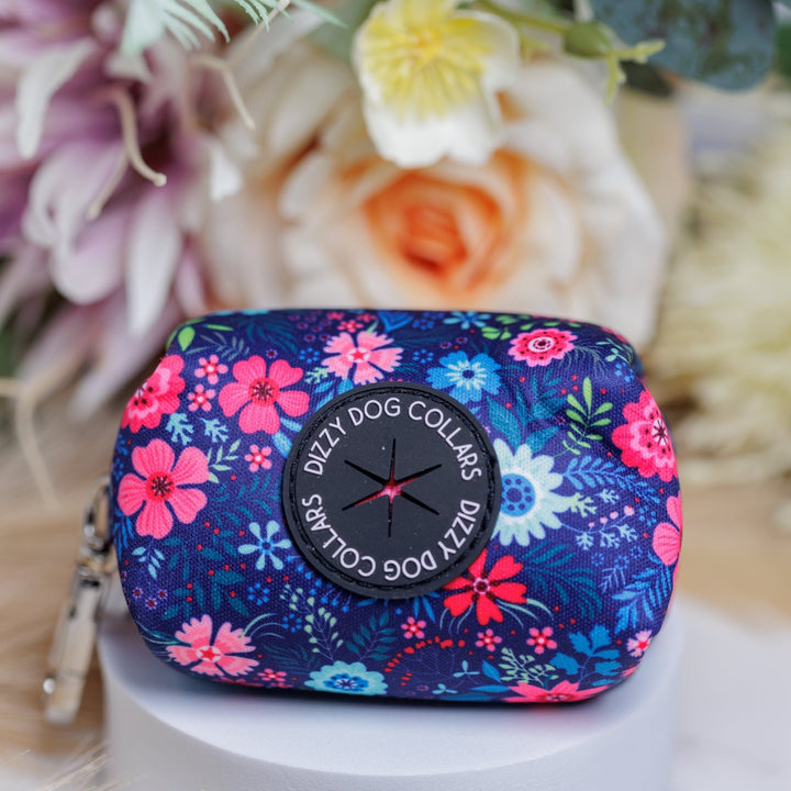 Navy Floral | Waste Bag Holder-Pocket-Dizzy Dog Collars