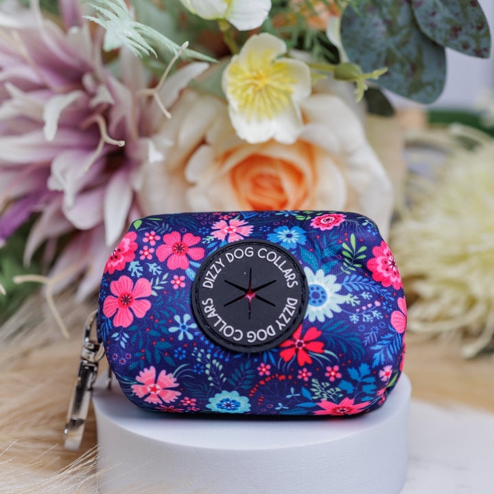 Navy Floral | Waste Bag Holder-Pocket-Dizzy Dog Collars