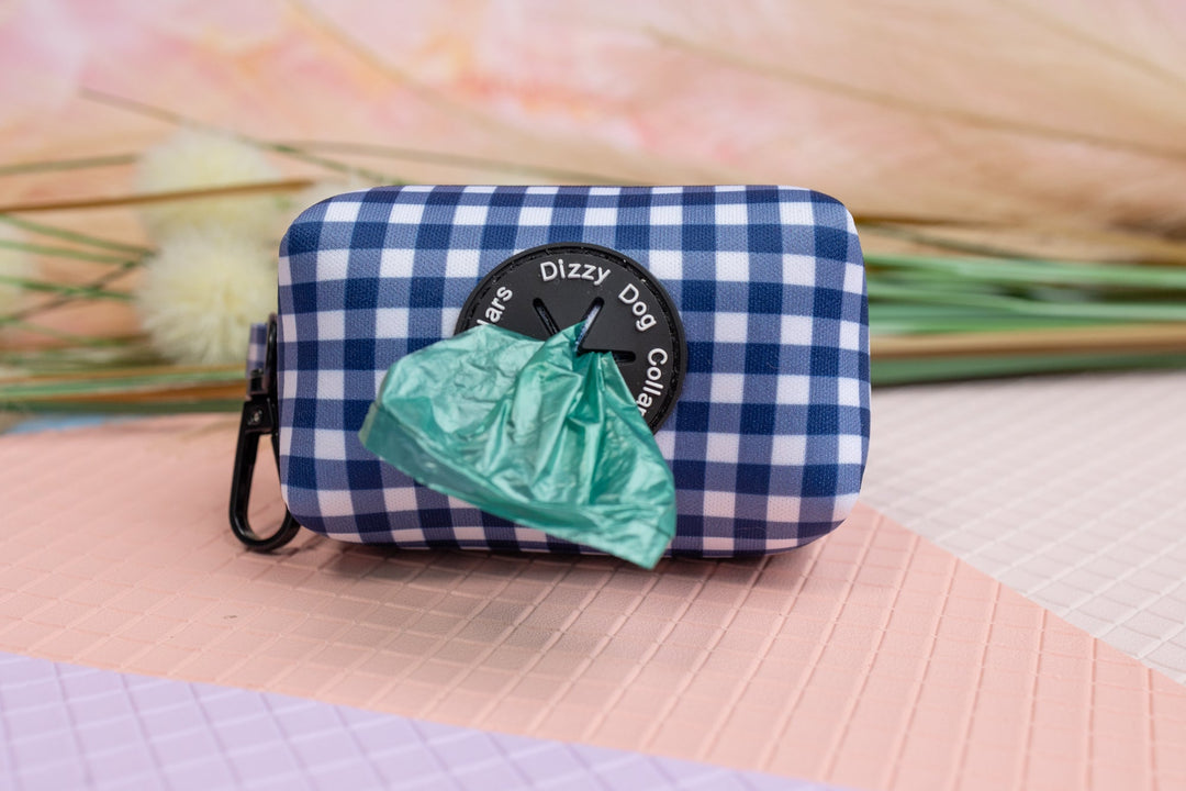 Navy Gingham | Waste Bag Holder-Dizzy Dog Collars