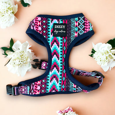 DOG HARNESS - Purple Aztec | Neck Adjustable Dog Harness