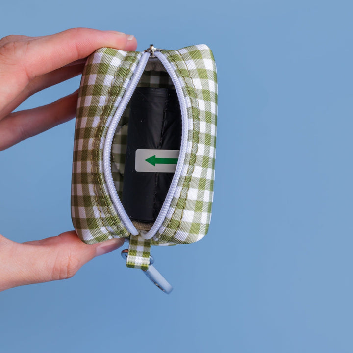 Olive Gingham | Waste Bag Holder-Waste Bag-Dizzy Dog Collars