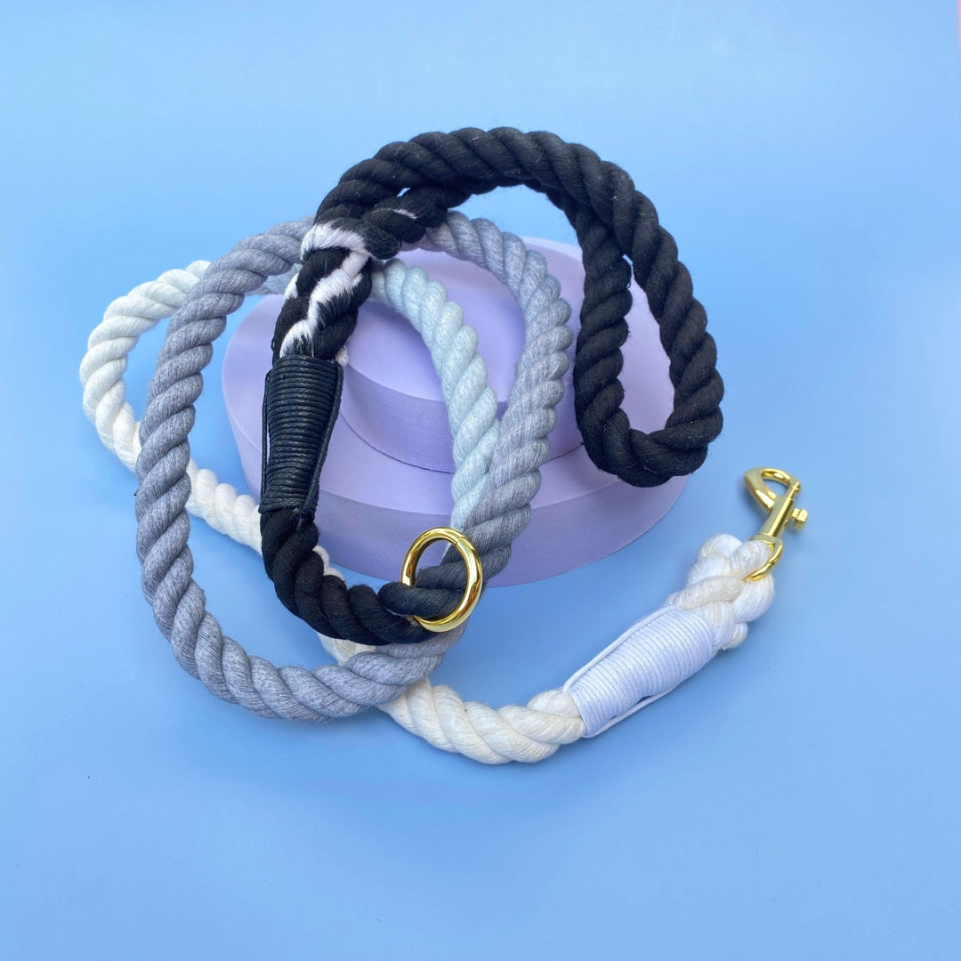 Ombre Black & Grey Rope Lead |-Dizzy Dog Collars