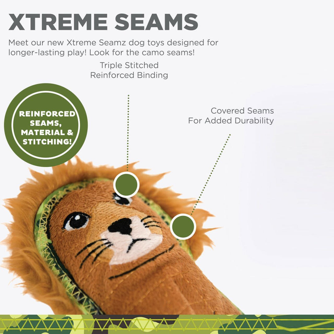 Outward Hound Xtreme Seamz Squeaker Dog Toy - Lion-Toy-Dizzy Dog Collars