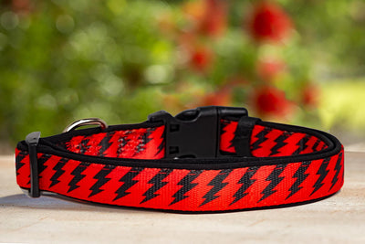 Red & Black Bolt Dog Collar (Neoprene)-Dizzy Dog Collars-Dizzy Dog Collars