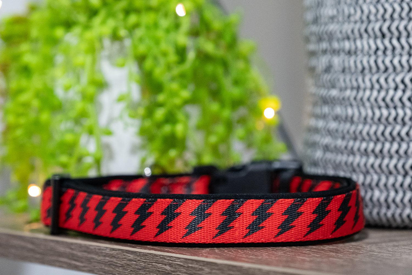 Red & Black Bolt Dog Collar (Neoprene)-Dizzy Dog Collars-Dizzy Dog Collars