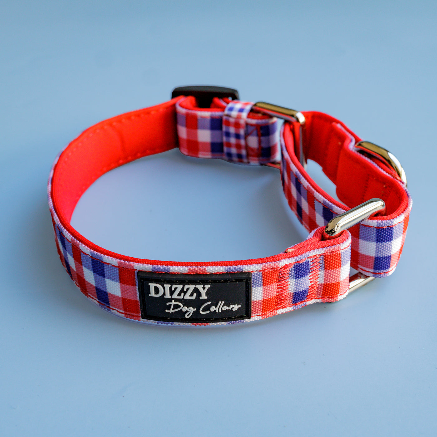 Martingale Dog Collar | Red & Blue Gingham