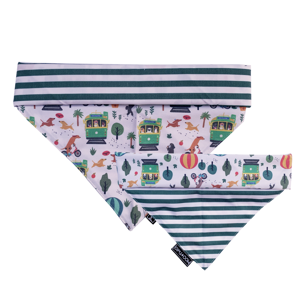 REVERSIBLE DOG BANDANA - Meanwhile in Melbourne-Bandana-Dizzy Dog Collars