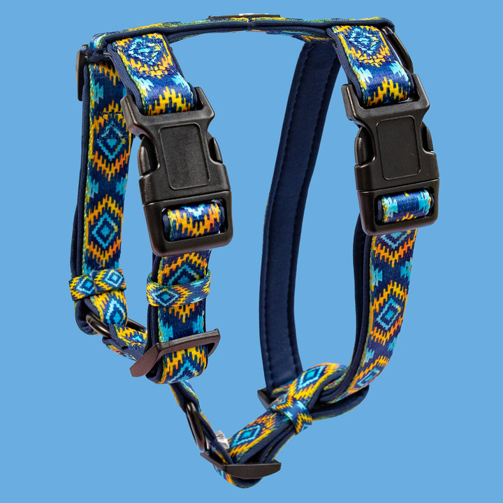 Step in H-Harness with front & back attachment | Aztec Empire | Fully Padded Neoprene Harness-Harness-Dizzy Dog Collars