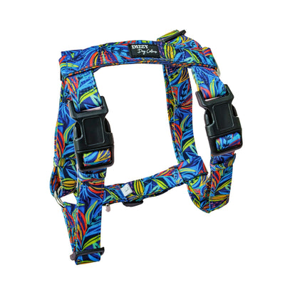 Step in H-Harness with front & back attachment | Oasis | Fully Padded Canvas & Neoprene Harness-H-Harness-Dizzy Dog Collars