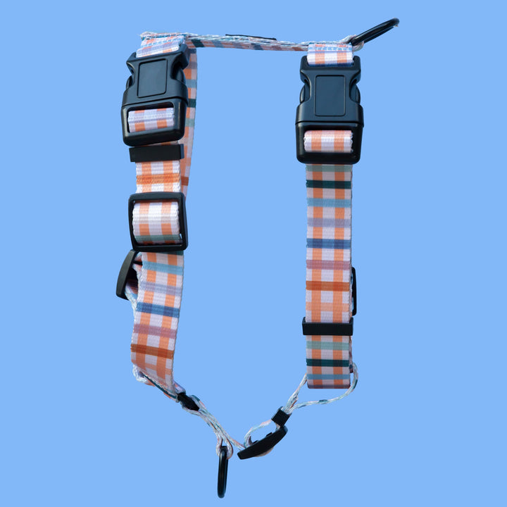 Step in H-Harness with front & back attachment - Vintage Gingham-Harness-Dizzy Dog Collars