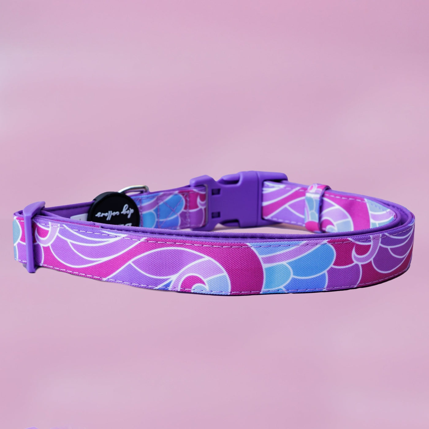 The Maggie: Purple Waves Dog Collar | Neoprene Dog Collar-Dog Collar-Dizzy Dog Collars