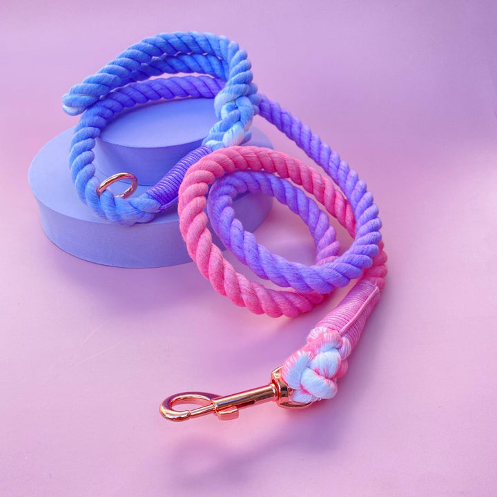 The Momo | Rope Lead | Ombre Pink, Lilac & Purple Dog Lead-Dizzy Dog Collars