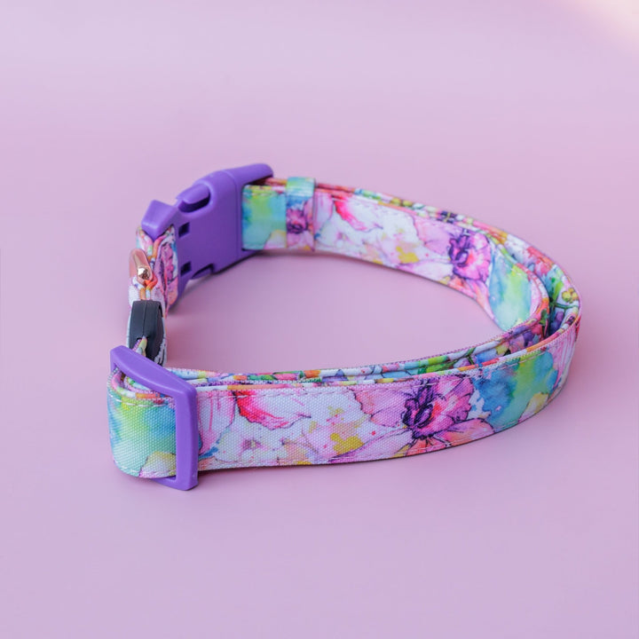 The Willow: Watercolour Floral Dog Collar | Canvas & Neoprene Dog Collar-Dog Collar-Dizzy Dog Collars