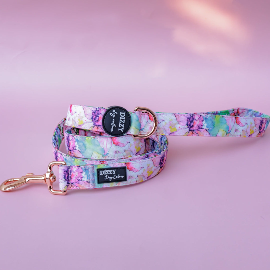 The Willow: Watercolour Floral Dog Lead | Canvas & Neoprene | High Quality Fully Padded Leash-Leash-Dizzy Dog Collars