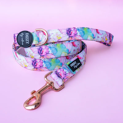 The Willow: Watercolour Floral Dog Lead | Canvas & Neoprene | High Quality Fully Padded Leash-Leash-Dizzy Dog Collars