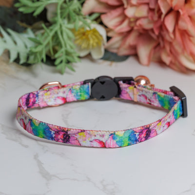 Watercolour Floral Cat Collar | Toy Breed Dog Collar | Puppy Collar-puppy/cat-Dizzy Dog Collars